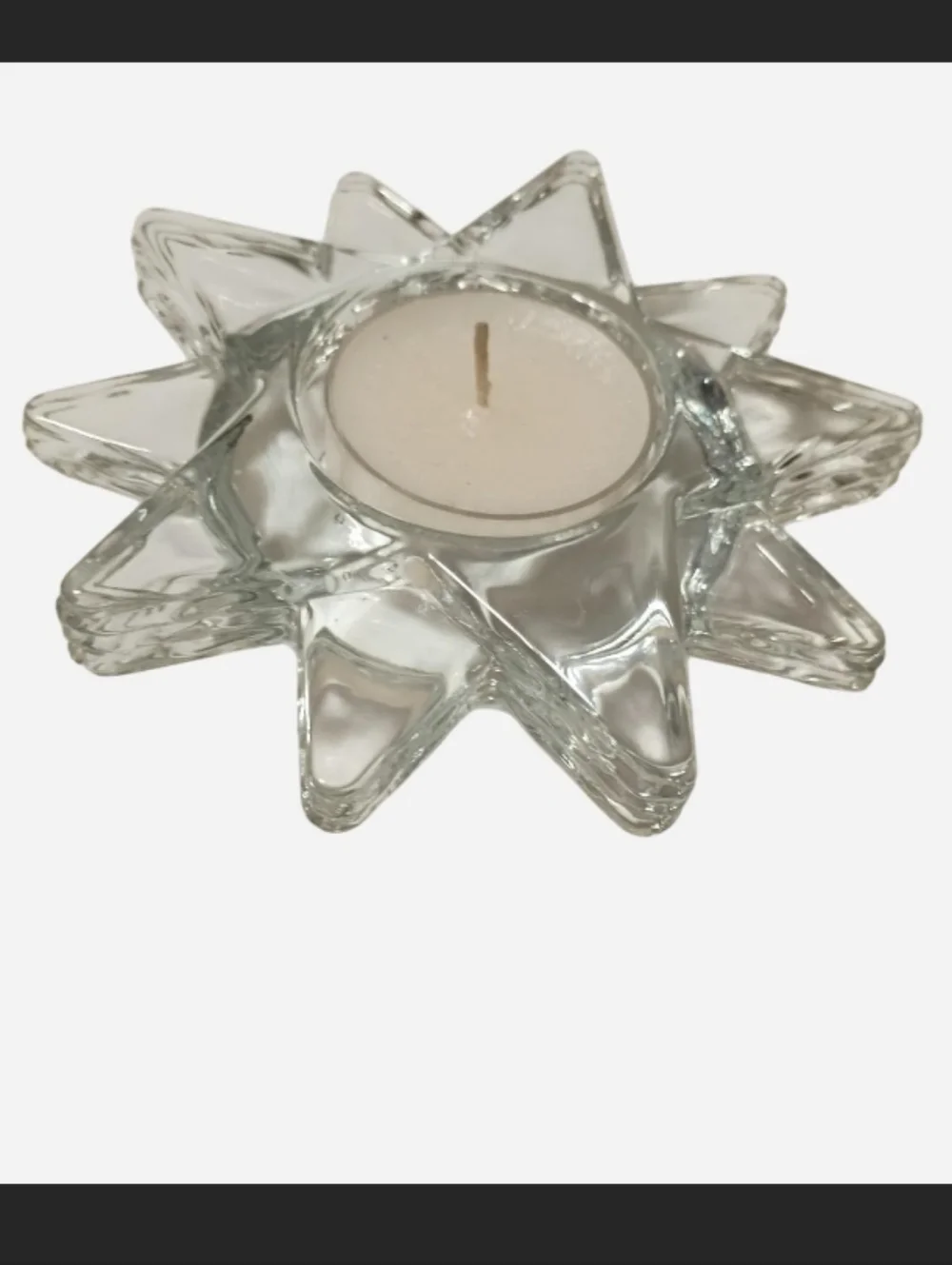 VTG 2005 PartyLite Clear Glass "Flaming Star" Tea light Candle Holder - Picture 4 of 7